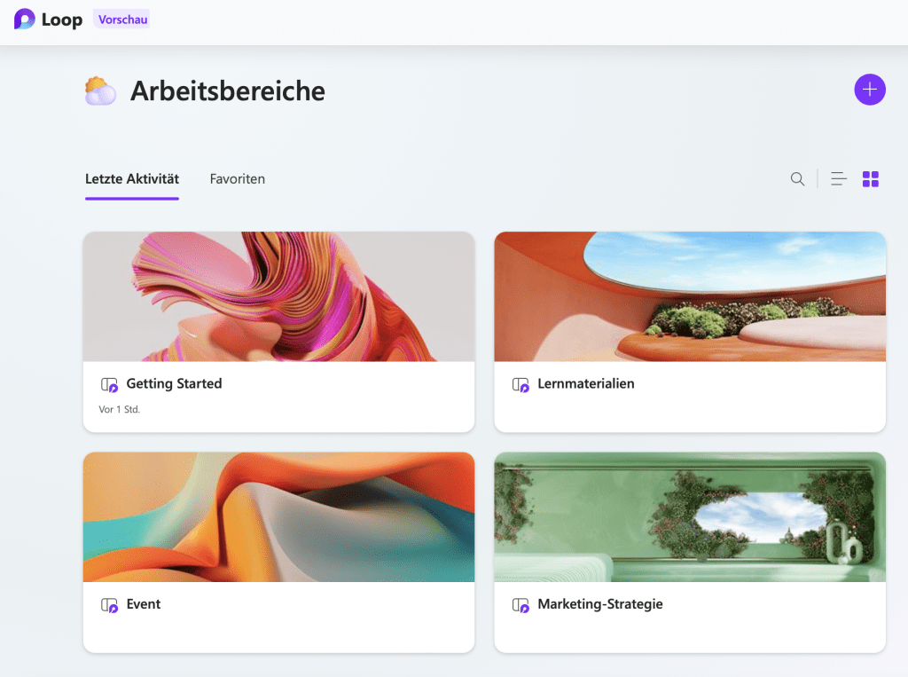 Microsoft Loop - Arbeitsbereiche