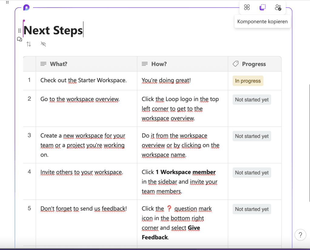 Loop Komponente in der Loop App